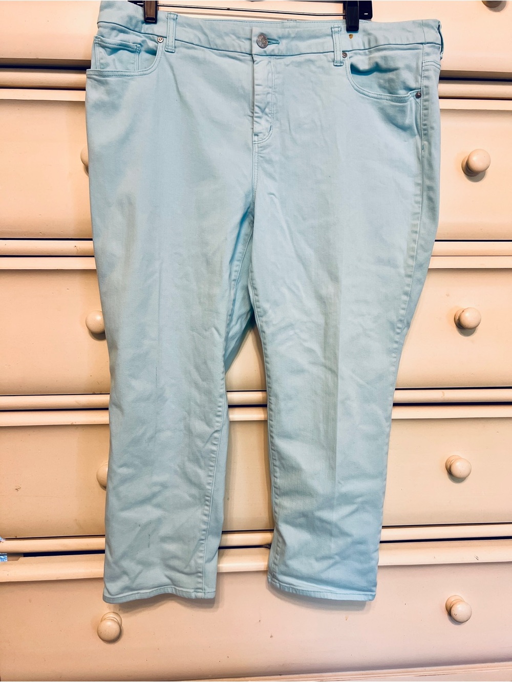 Chicos Girlfriend So Slimming Light Blue Cotton Denim Ankle Pants